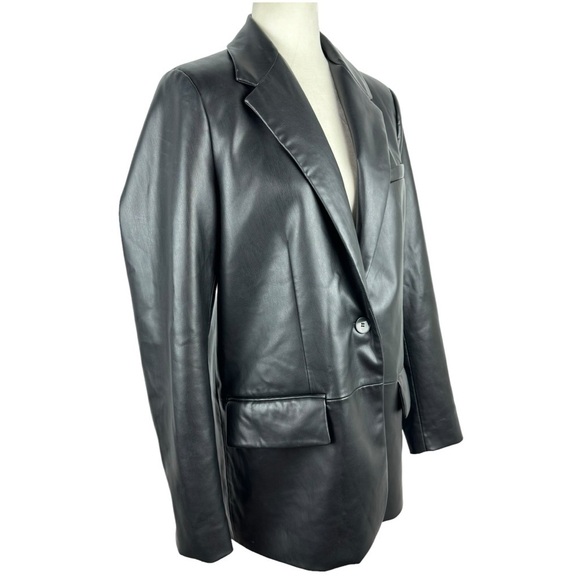 Zara Faux Leather Oversized Blazer Jacket Black Bloggers Favorite Career Small - Picture 8 of 16